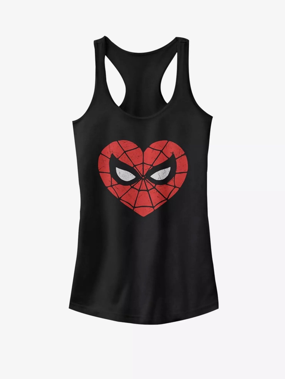 Juniors Marvel Black Tank Top with Red Spider-Heart Graphic